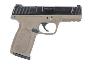 Smith and Wesson SD9VE compact pistol features a flat dark earth frame